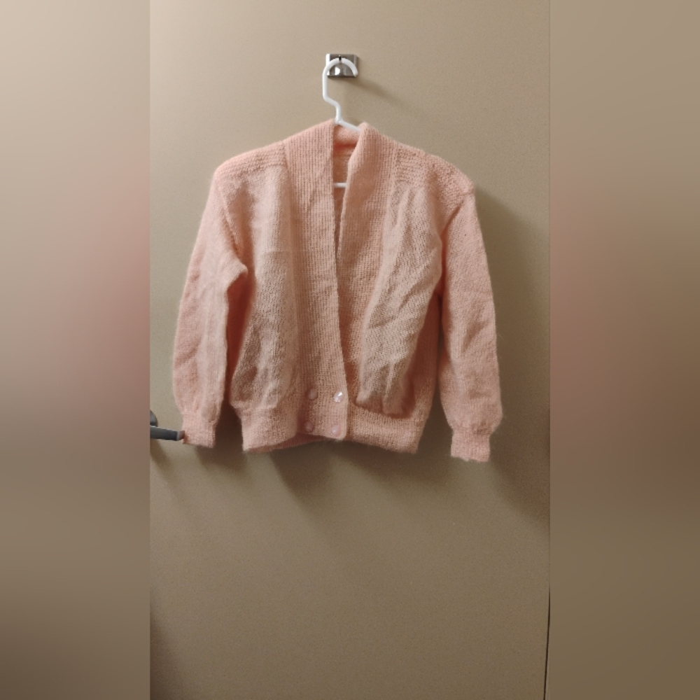 Vintage 1980s Does 1940s Buttoned Shoulder Padded Cardigan Sweater